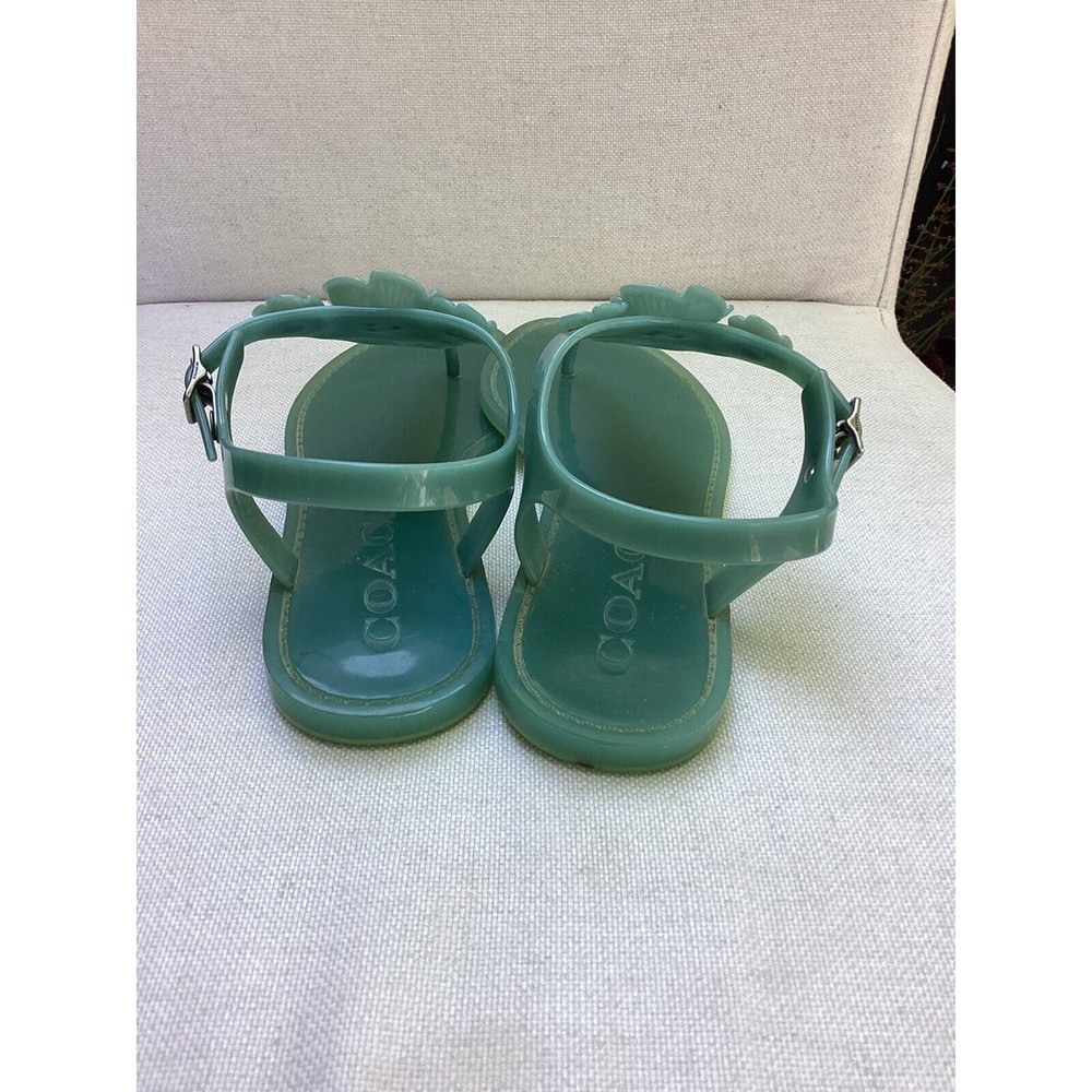 Coach Tea Rose Jelly Streps Thong Sandals Pink Size 7 B Marine Blue - Picture 4 of 6